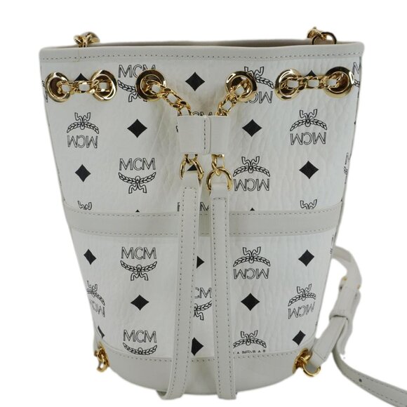 MCM  Aren Mini Visetos Canvas Chain Backpack White main image 11